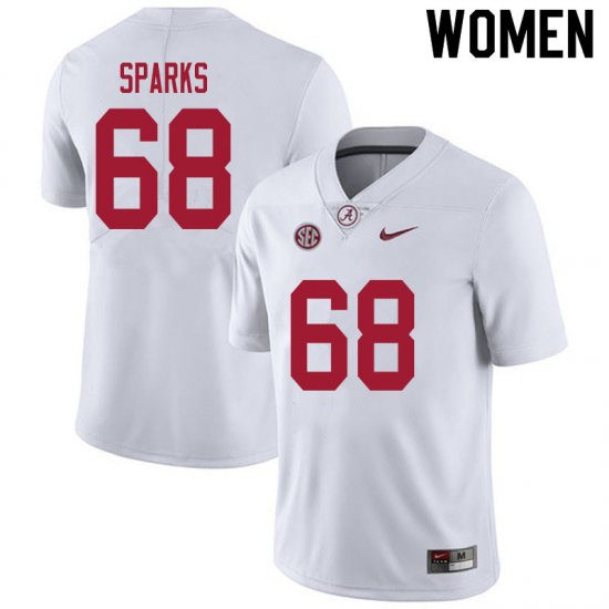 NCAA Women's Alabama Crimson Tide #68 Alajujuan Sparks Stitched College 2020 Nike Authentic White Football Jersey PT17Y37NU